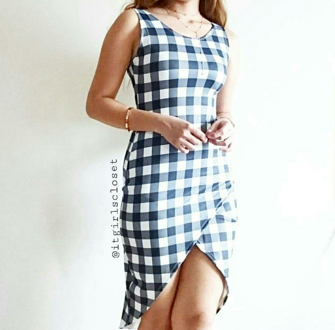 Gingham hotsell dress bodycon