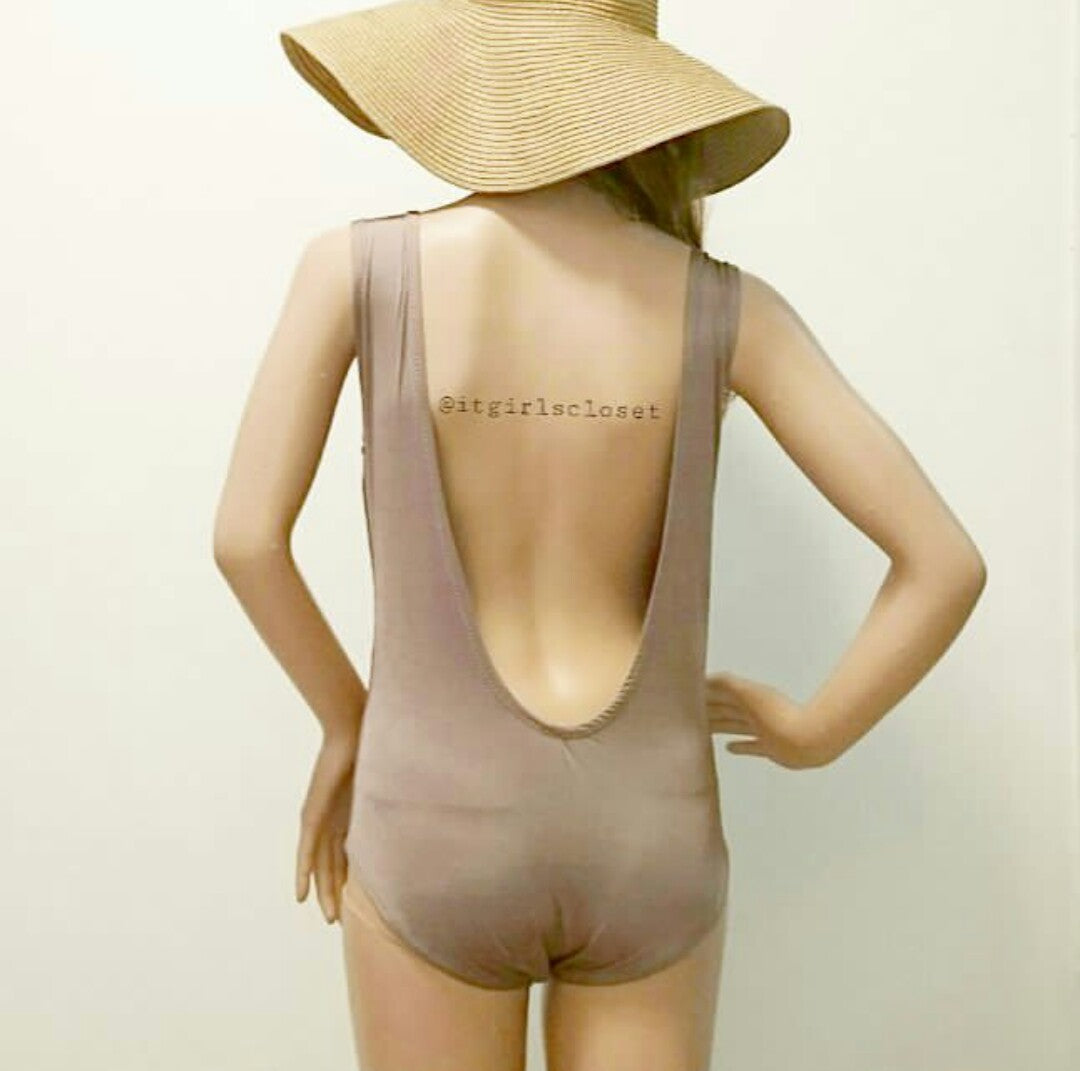 Lowback Nude One piece Swimwear - big size
