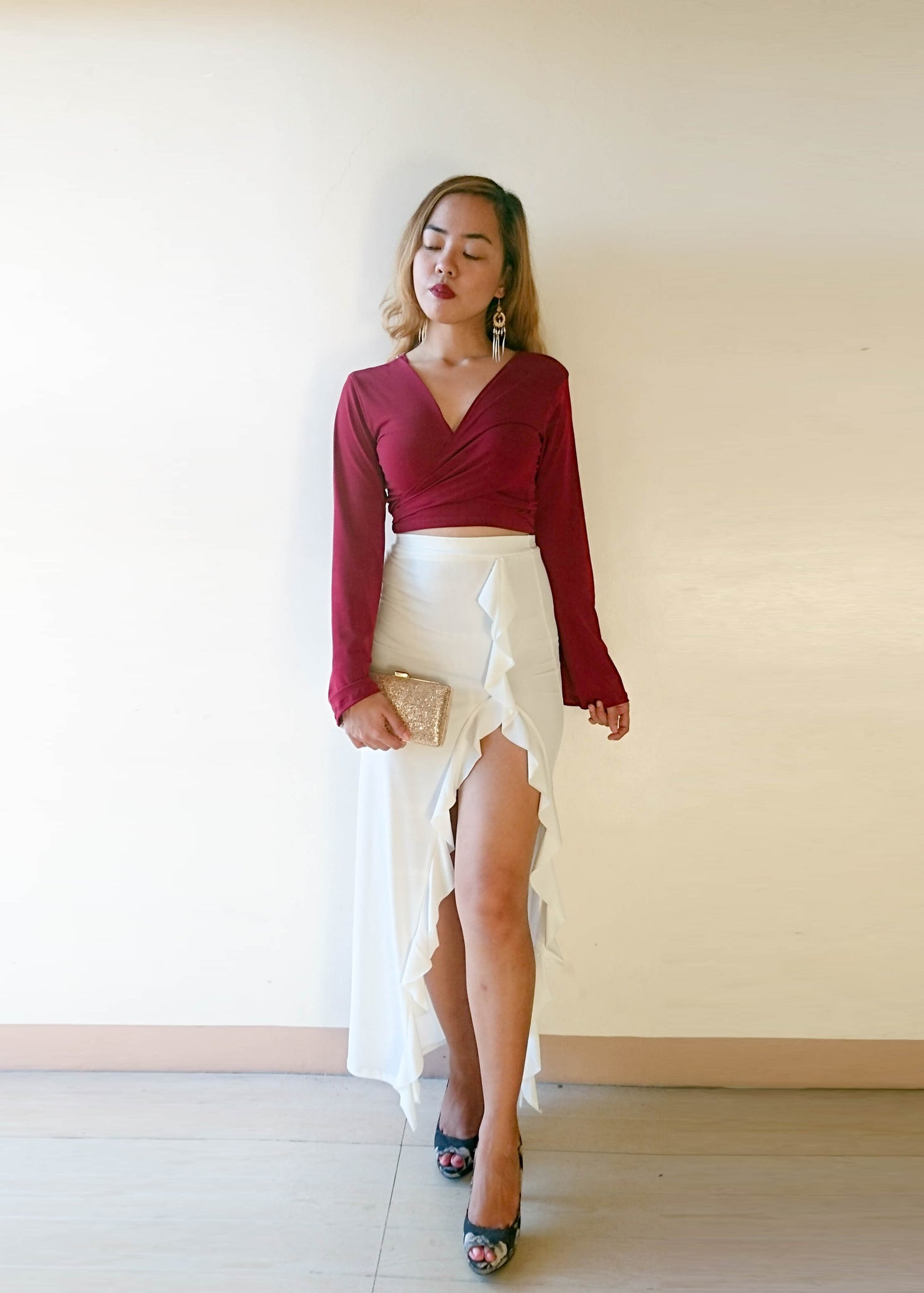 Savannah Ruffled Slit Skirt